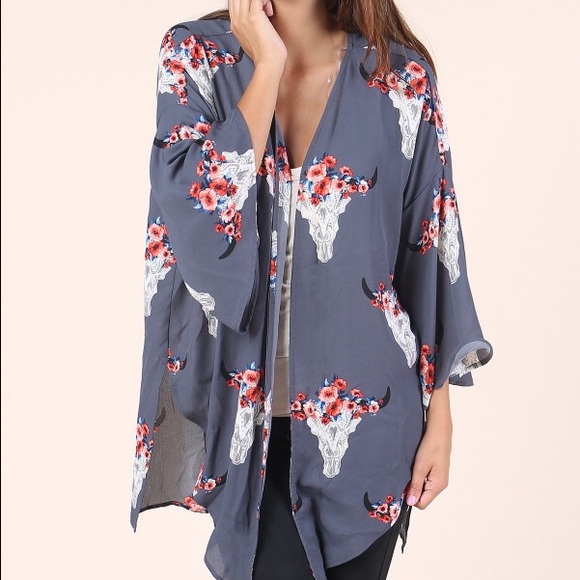 cow skull kimono cardigan