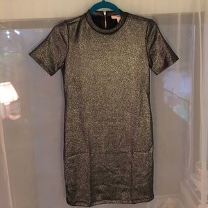 Metallic Silver Mini Dress