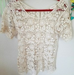 Crocheted blouse with button detail