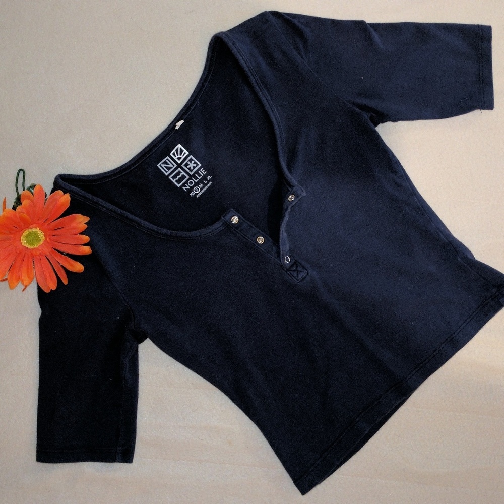 Navy Blue Crop Top