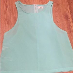 mint crop top with zippered back