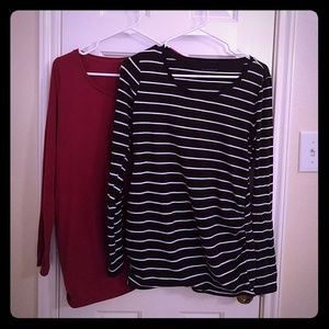 Maternity scoop neck long sleeve tees