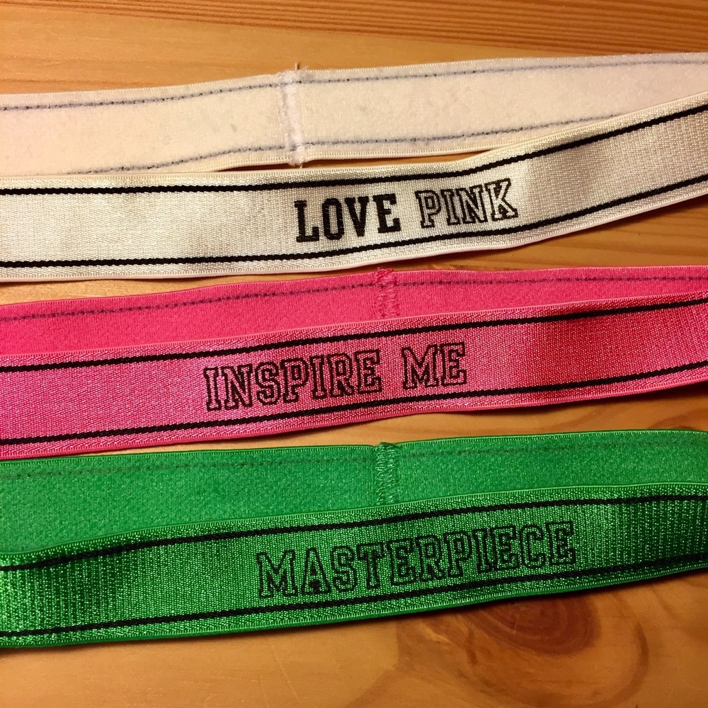 PINK ribbon headbands, set of 3