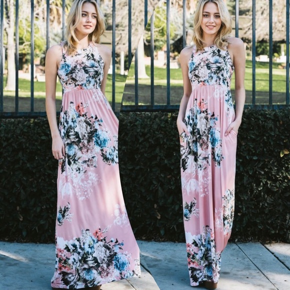 RACER BACK FLORAL MAXI - Picture 2 of 4