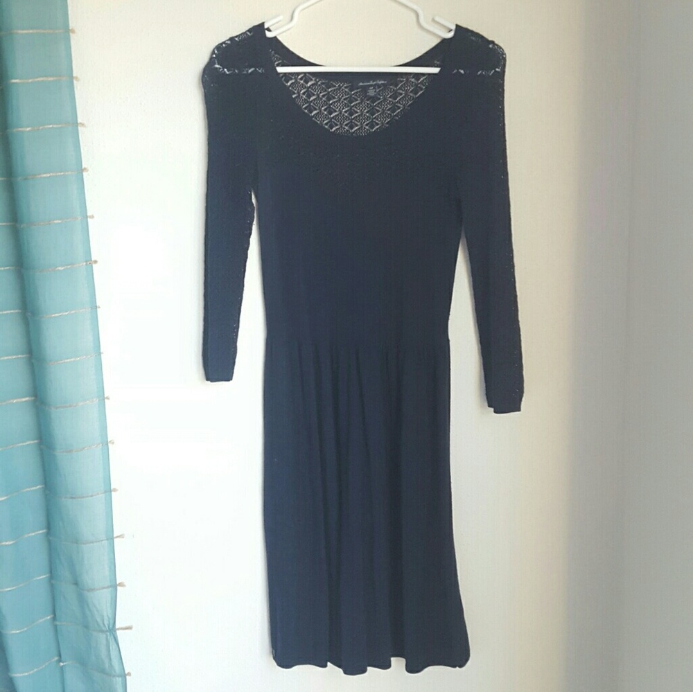 Navy Illusion Sweater Dress