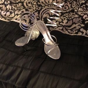 Cute silver wrap around heels