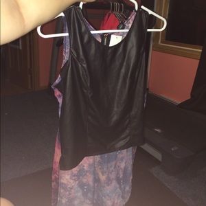 Faux leather galaxy high low tank