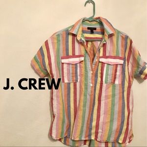 j. crew candy stripe cotton linen popover