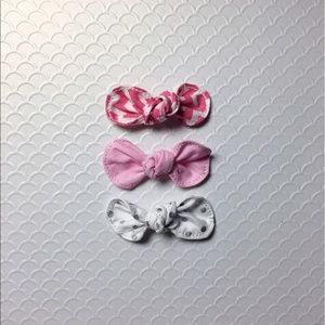 Set of 3 girls knotted bow w/ nylon band