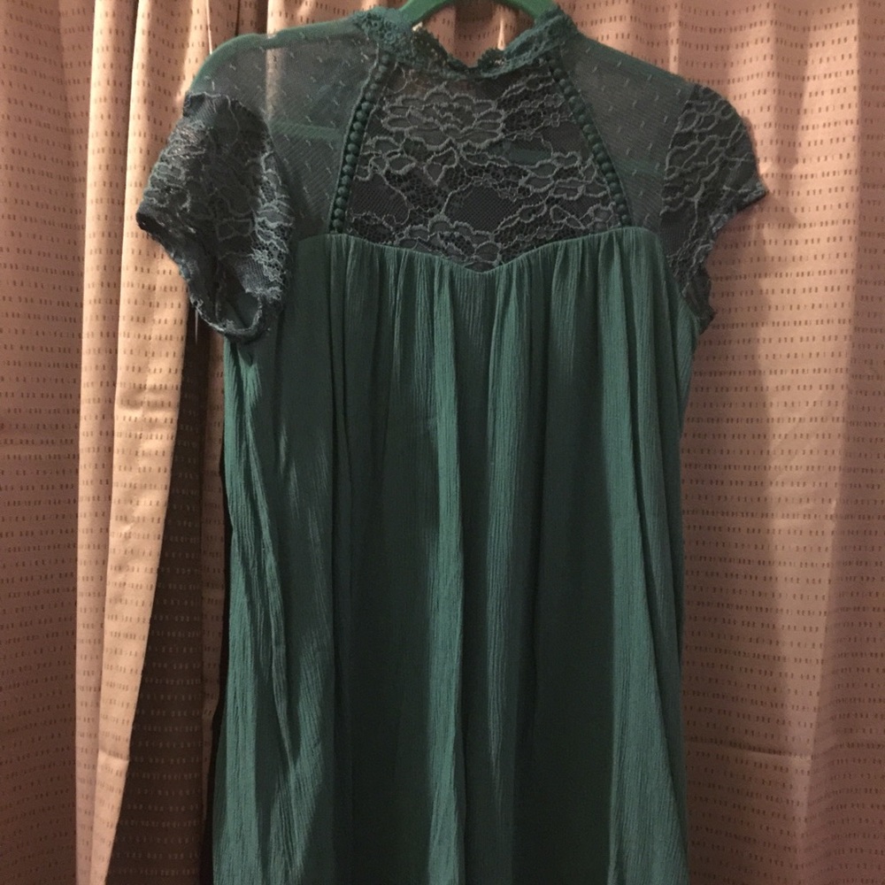 High Neck turquoise dress