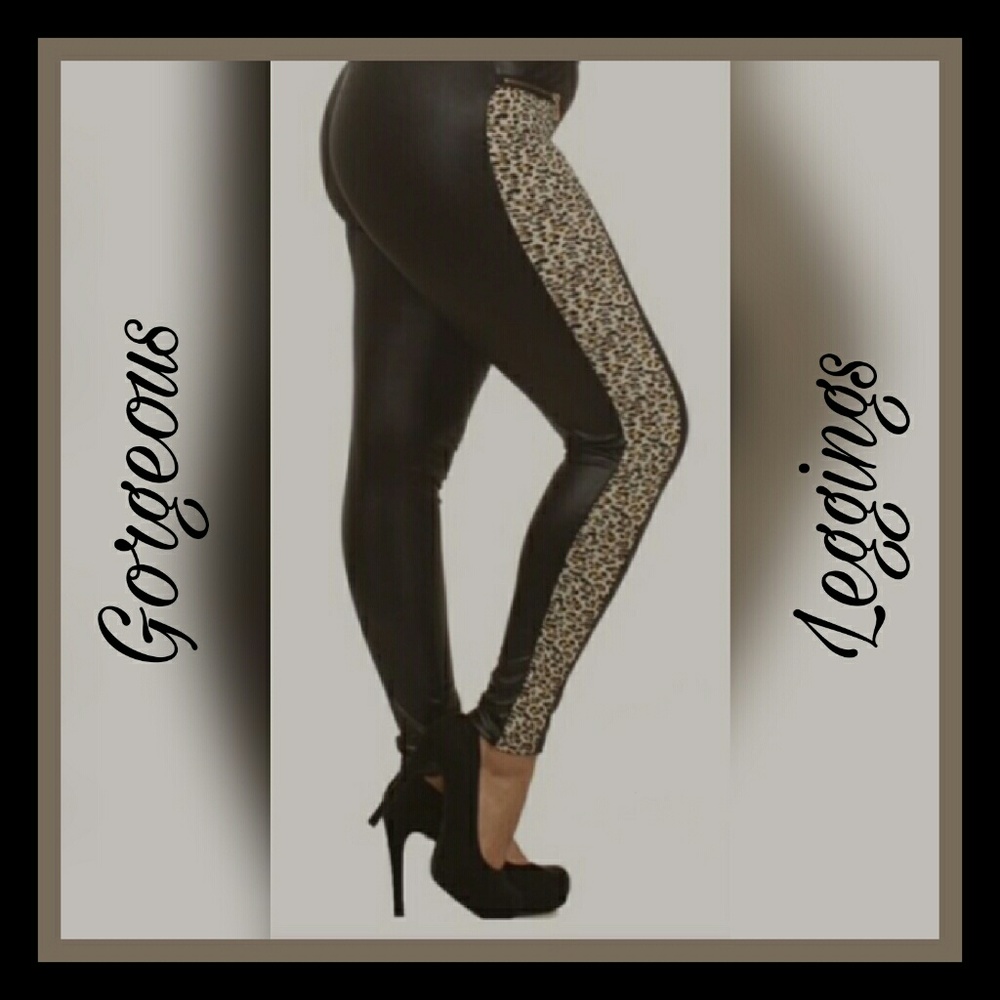 Gorgeous faux leather & Cheetah print leggings