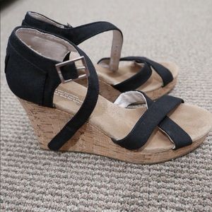 TOMS Black Wedges