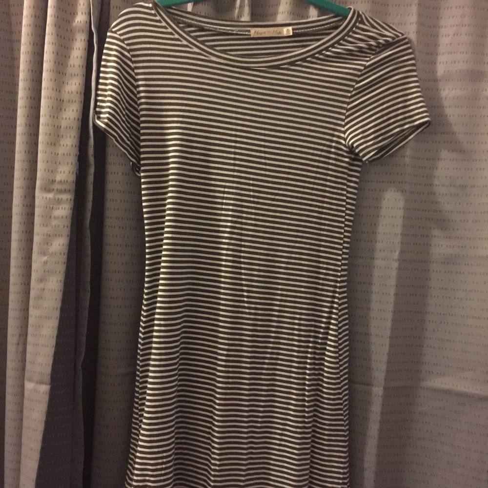 olive green and white striped tight dress