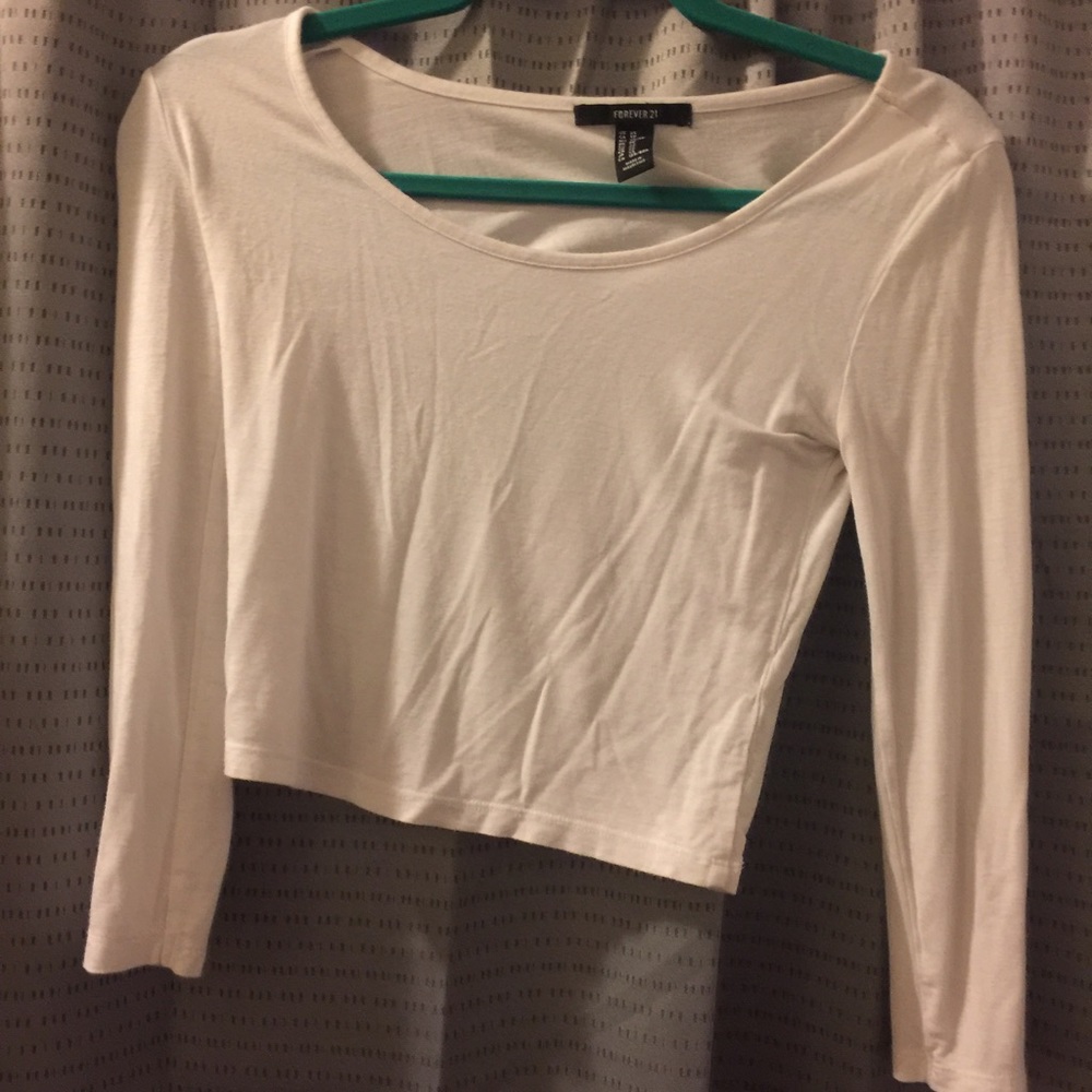 XS white long sleeve crop top