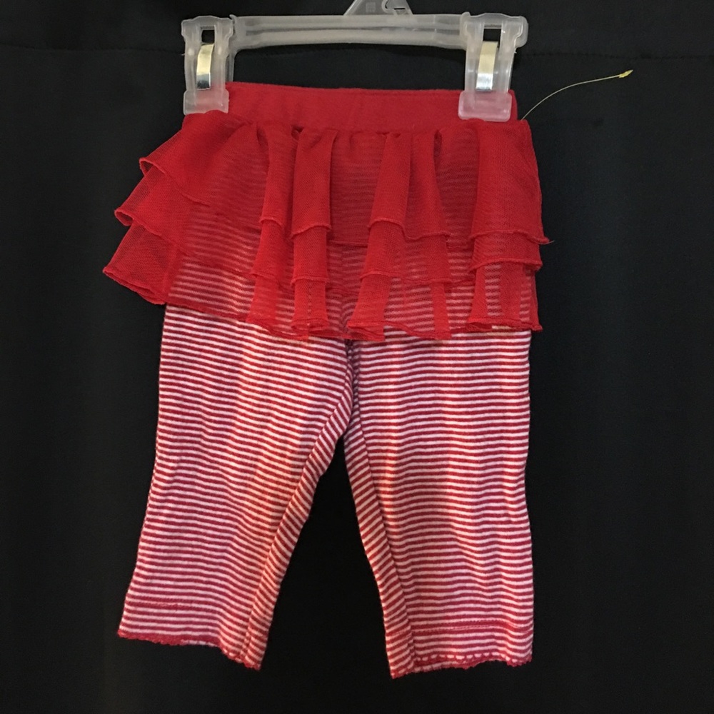 Red Ruffle Skirt attached to Red & White Leggings