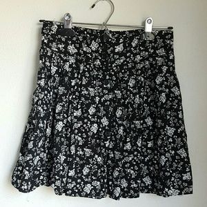 Black and white floral skirt
