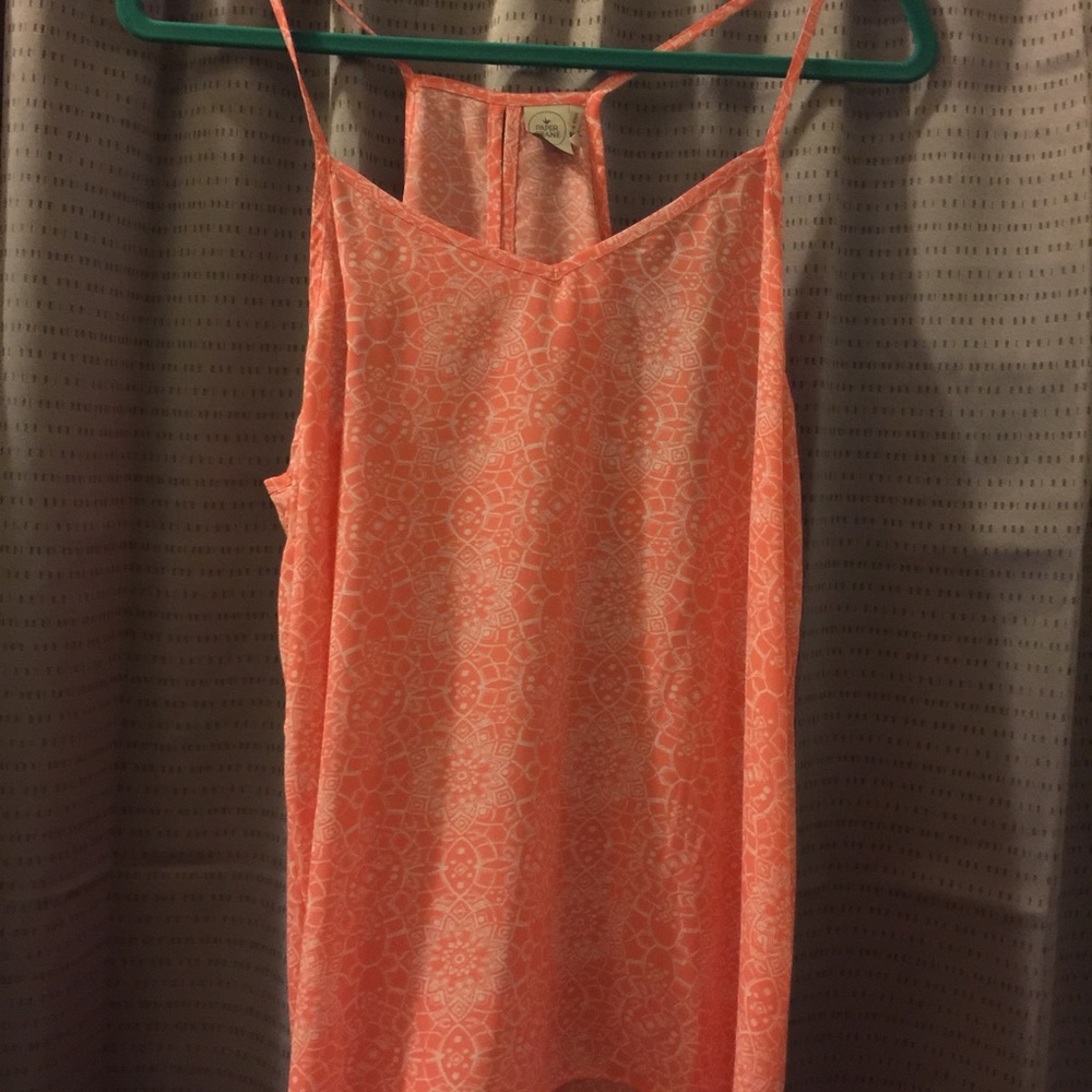 coral and white tank