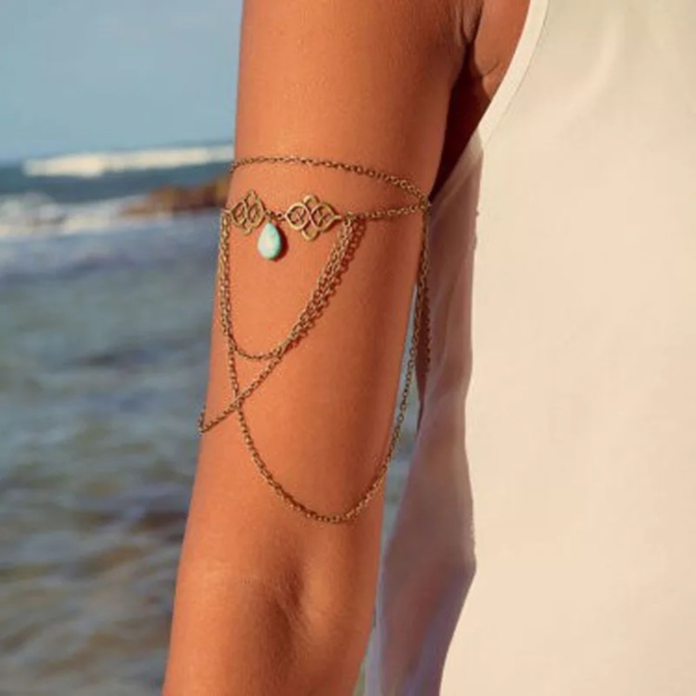 Antique Gold Plated & Turquoise Armlet - Picture 2 of 5