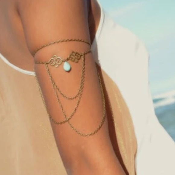 Antique Gold Plated & Turquoise Armlet - Picture 3 of 5