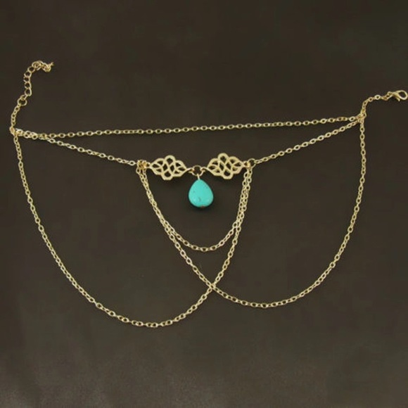 Antique Gold Plated & Turquoise Armlet - Picture 4 of 5