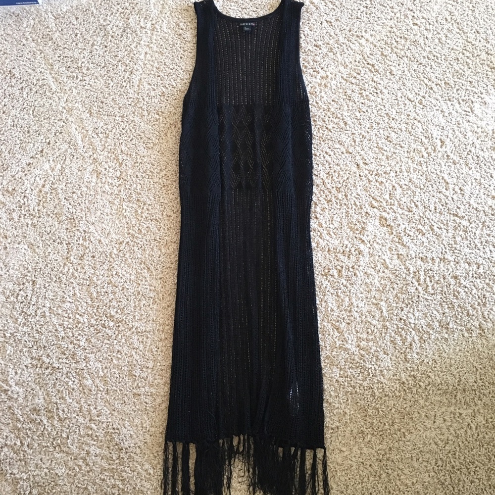 Forever 21 knit black duster Sz SM