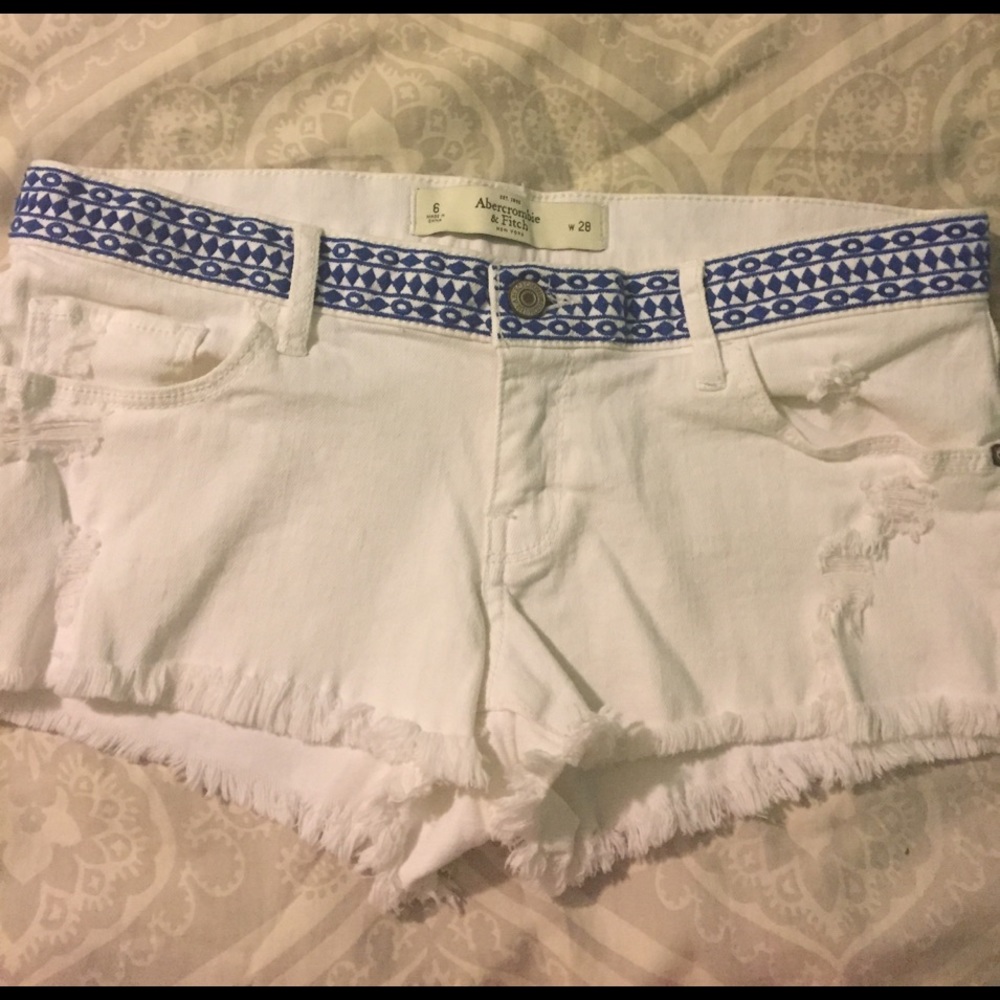 A&F white denim shorts