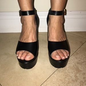 Black thick heel sandals
