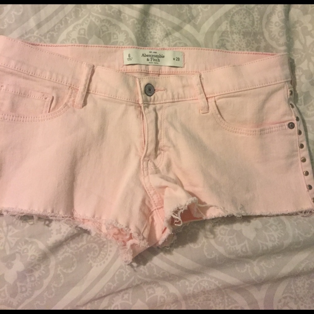 A&F pink denim shorts
