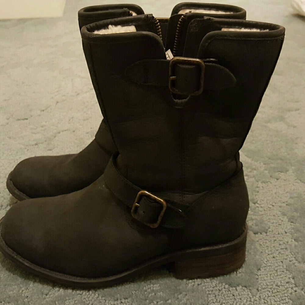 Ugg Black Nubuck Boots Shearling Lined