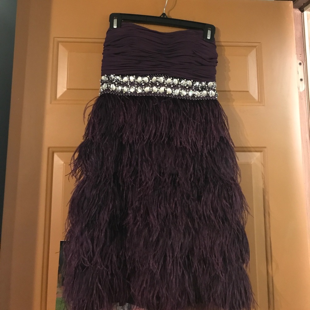 Purple feather dress!