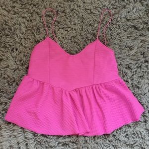 Zara Pink Woven Crop Tank