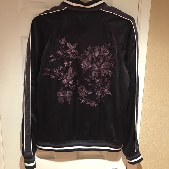 New H&M Navy Blue Embroidered Bomber - Picture 2 of 4
