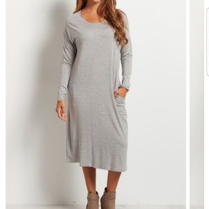 NWT Pinkblush maternity gray midi dress w pockets