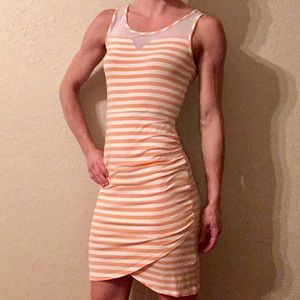 Orange & White Striped Jersey Knit Dress