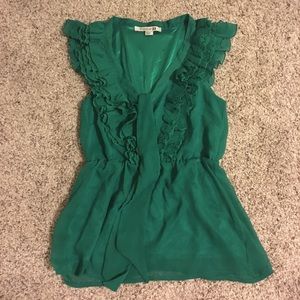 Forever 21 green ruffled top