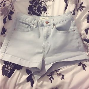 High Waisted Light-Wash Shorts.