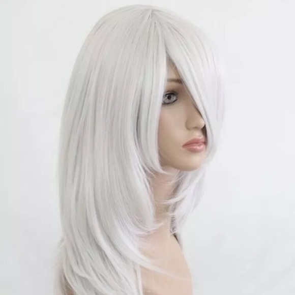 New Vampire White Silver Platinum Halloween Wig - Picture 2 of 4