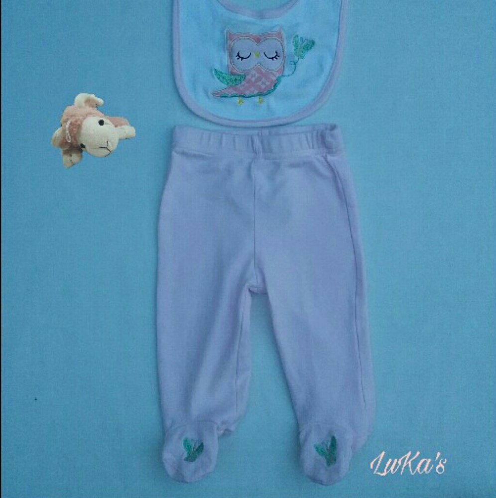 2 Pc footie pants & bib 3-6M