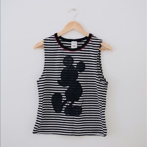 Sleeveless b&w striped Mickey Mouse shirt