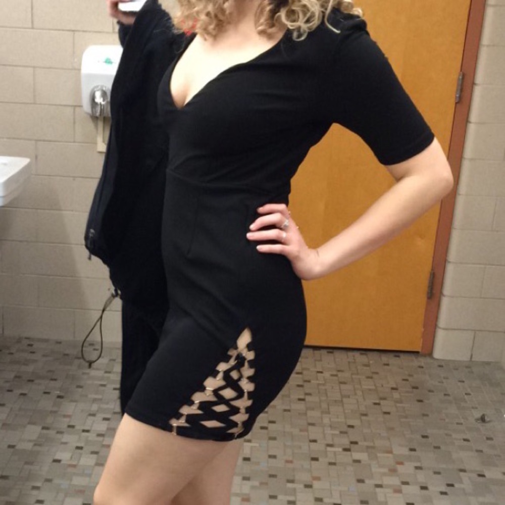 AKIRA Nude label black dress (LBD)