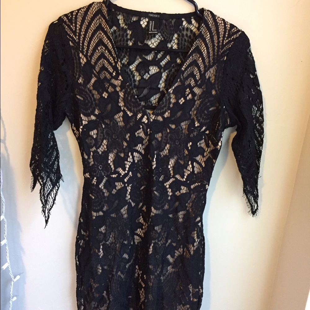 Black lace formal dress