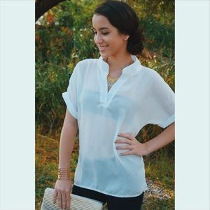 V NECK CHIFFON BLOUSE