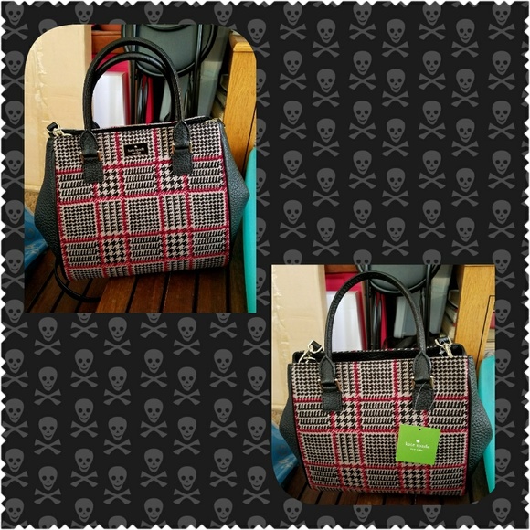 Kate Spade "Maddie Prospect PL Houndtooth" Satchel - Picture 4 of 4
