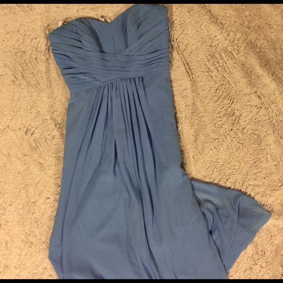 DAVIDS BRIDAL CORNFLOWER COLORED STRAPLESS DRESS - Picture 3 of 3