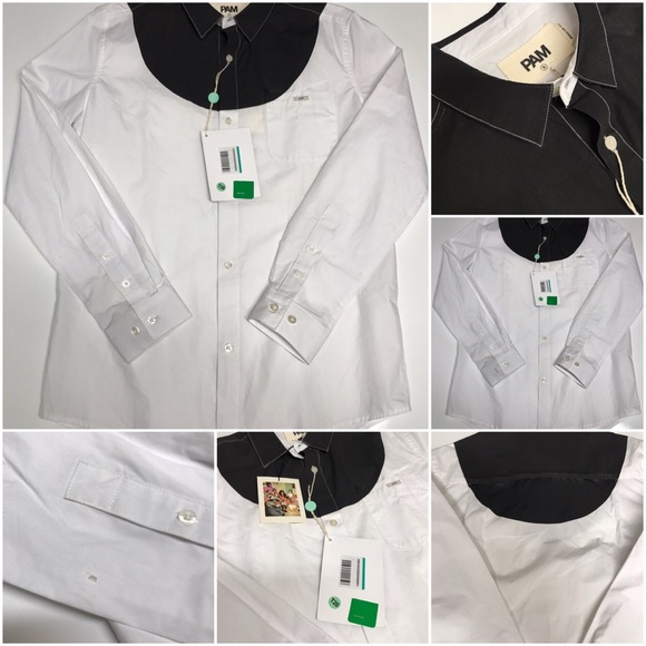 P.A.M-High End Designer Shirt LS Black/White Small - Picture 2 of 3