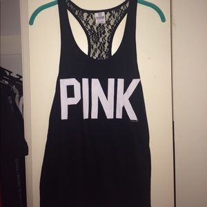 VS Pink Black Lace top