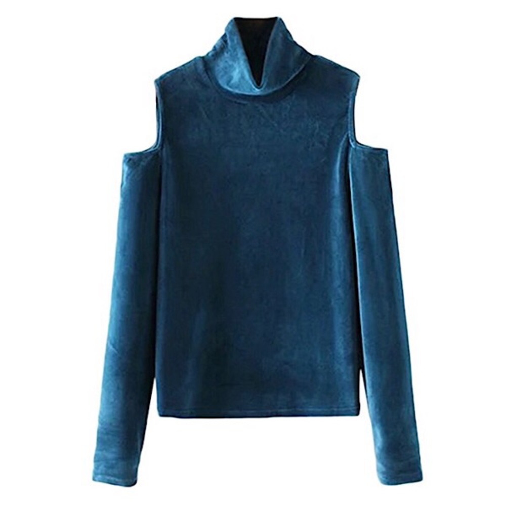 Women's Turtleneck, Velvet Open Shoulder
