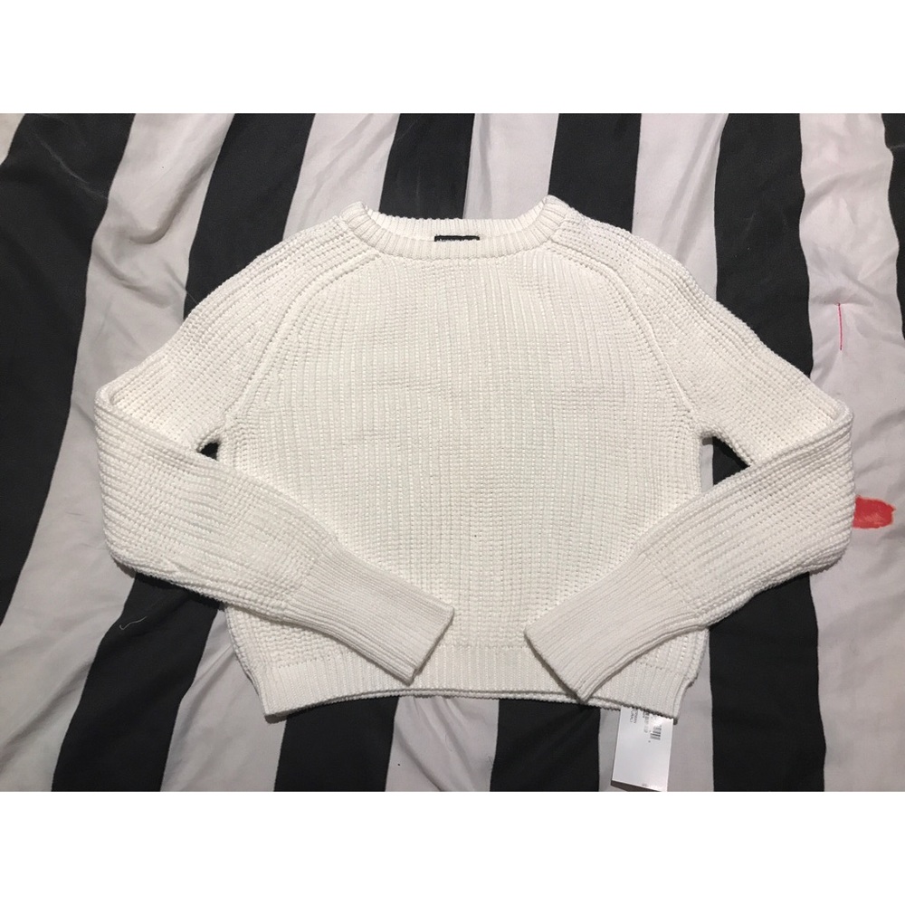 American Apparel White Cropped Fisherman Pullover