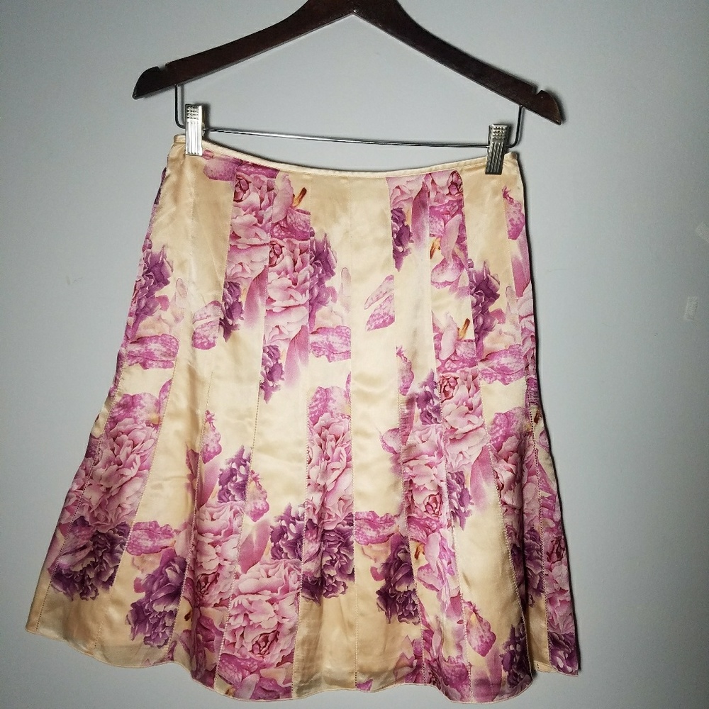 Ann Taylor floral silk skirt