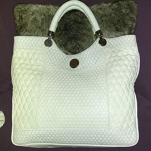 JILL  STUART EXLARGE LAMB LEATHER SATCHEL/TOTE